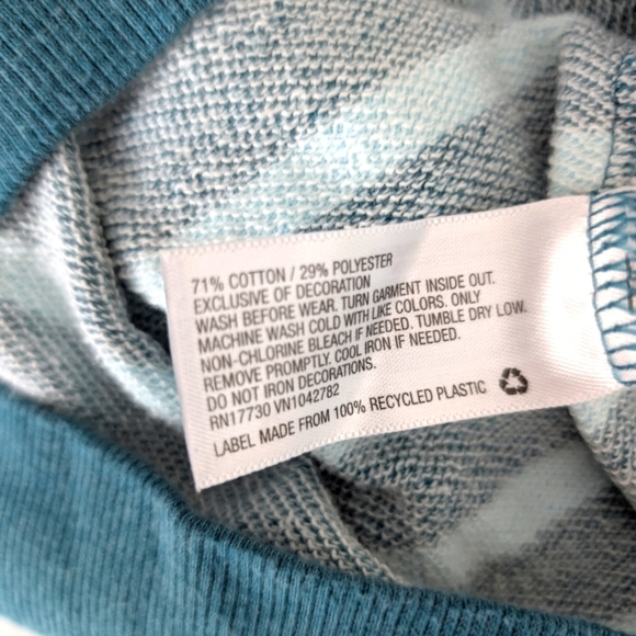 Cat & Jack Girls Teal Striped Sweater With Silver Stars Cotton Sizes 6x - Picture 4 of 5